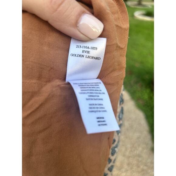 Rails Evie Brown Black Animal Print Tie Waist Dress Sz M Golden Leopard - Picture 8 of 8